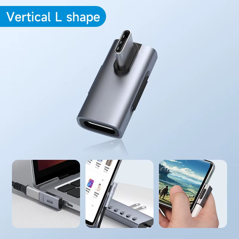 240W USB C to C Adapter 40Gbps 8K 60Hz 90 Degree Converter USB4 Adapter for Thunderbolt 4/3 Macbook Iphone 17 Pro Tablet