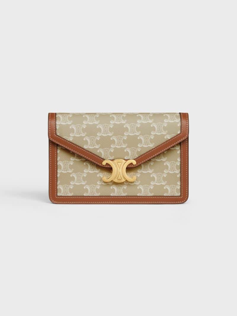 CELINE WALLET ON CHAIN MARGO in TRIOMPHE CANVAS AND CALFSKIN 10L462FI6.02GR