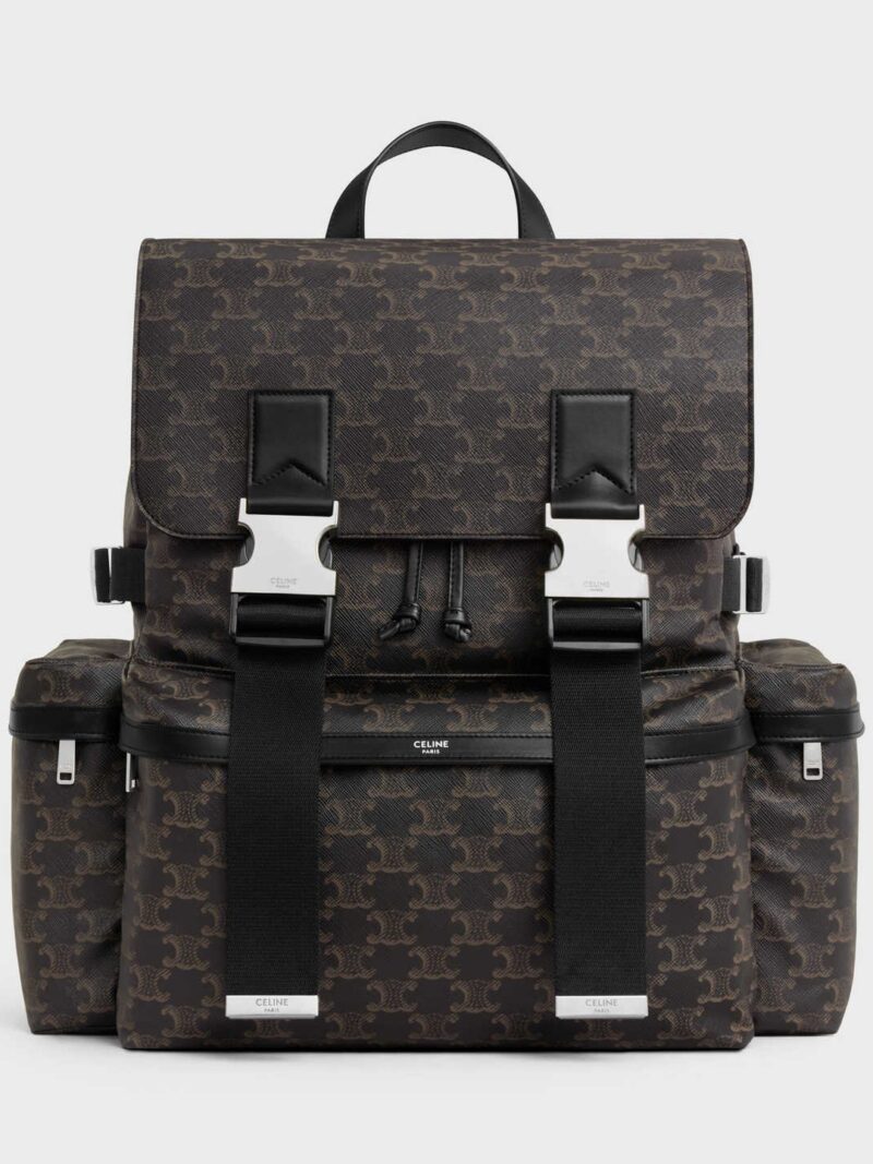 CELINE Backpack in Triomphe canvas and calfskin 116372FSE.38SI