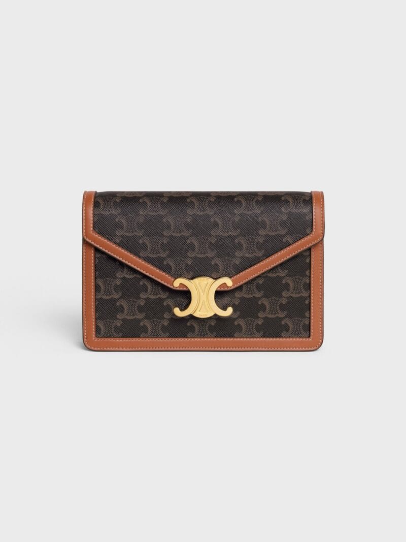 CELINE WALLET ON CHAIN MARGO in TRIOMPHE CANVAS and calfskin 10L462DQB.04LU
