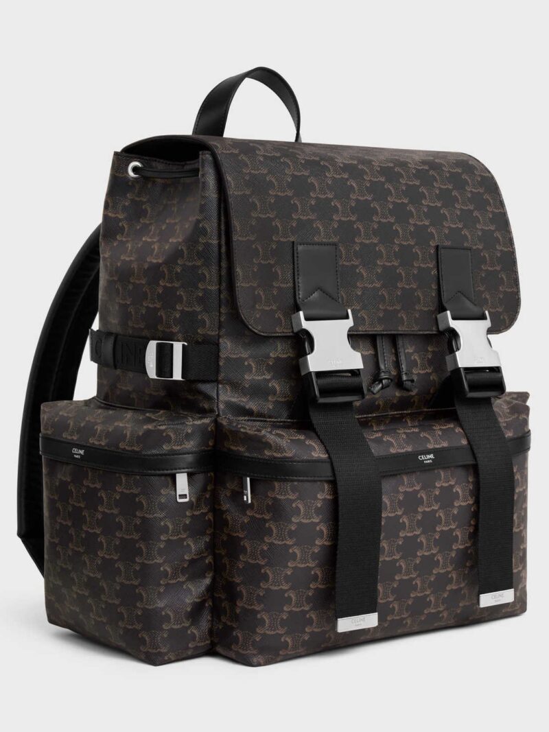 CELINE Backpack in Triomphe canvas and calfskin 116372FSE.38SI