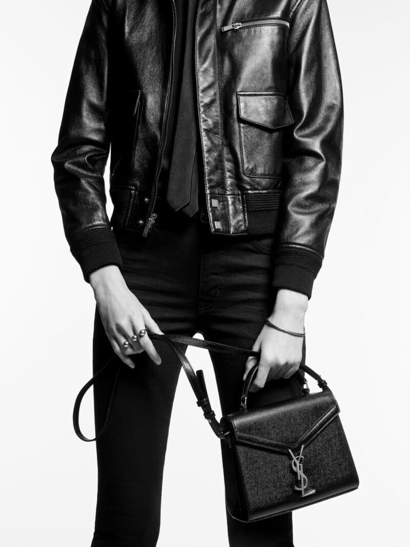 YSL cassandra mini top handle bag in grain de poudre embossed leather bags 623930BOW0W2721