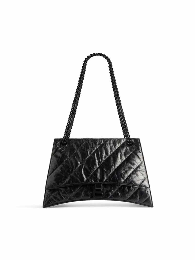 balenciaga Crush Medium Chain Bag Quilted in Black 716393210IY1000