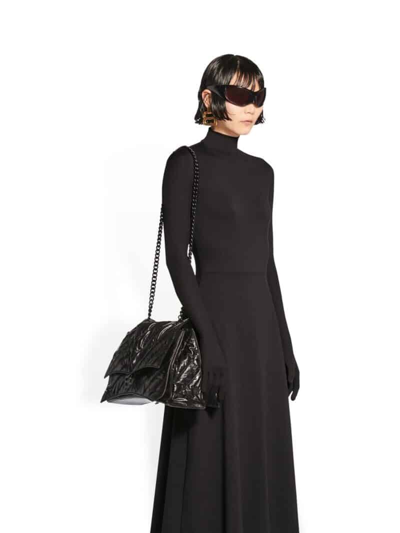 balenciaga Crush Large Chain Bag Quilted in Black 716332210IY1000